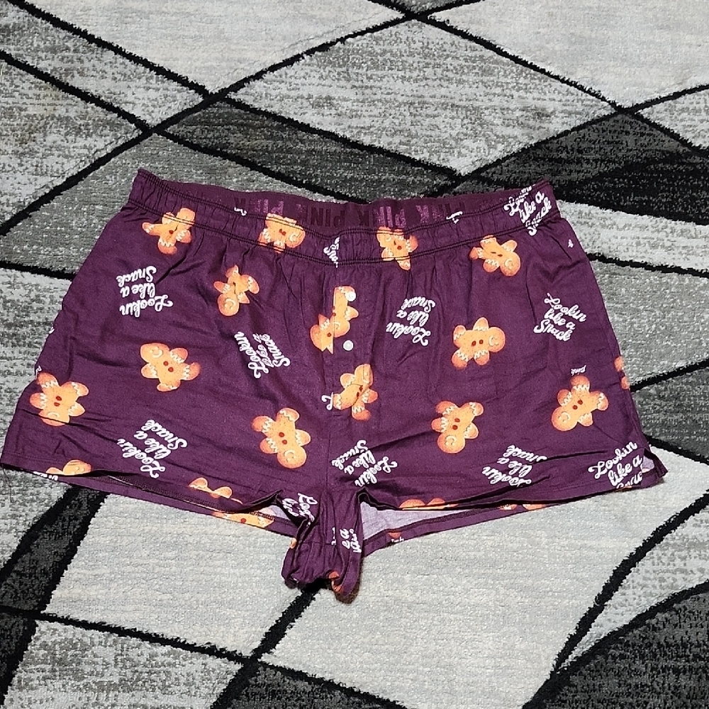 VS PINK 2019 GINGERBREAD LOUNGE BOXY SHORT LARGE